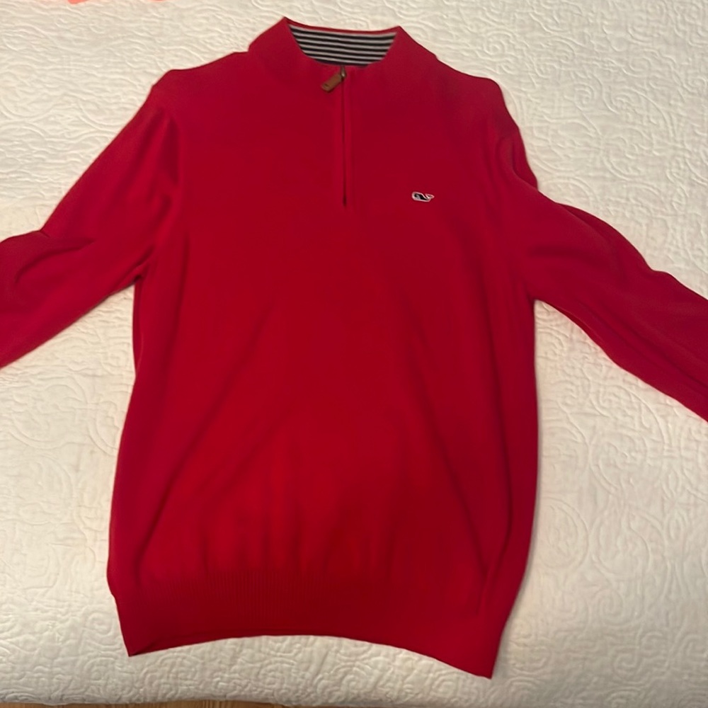 Kids vineyard vines quarter zip sweater in red